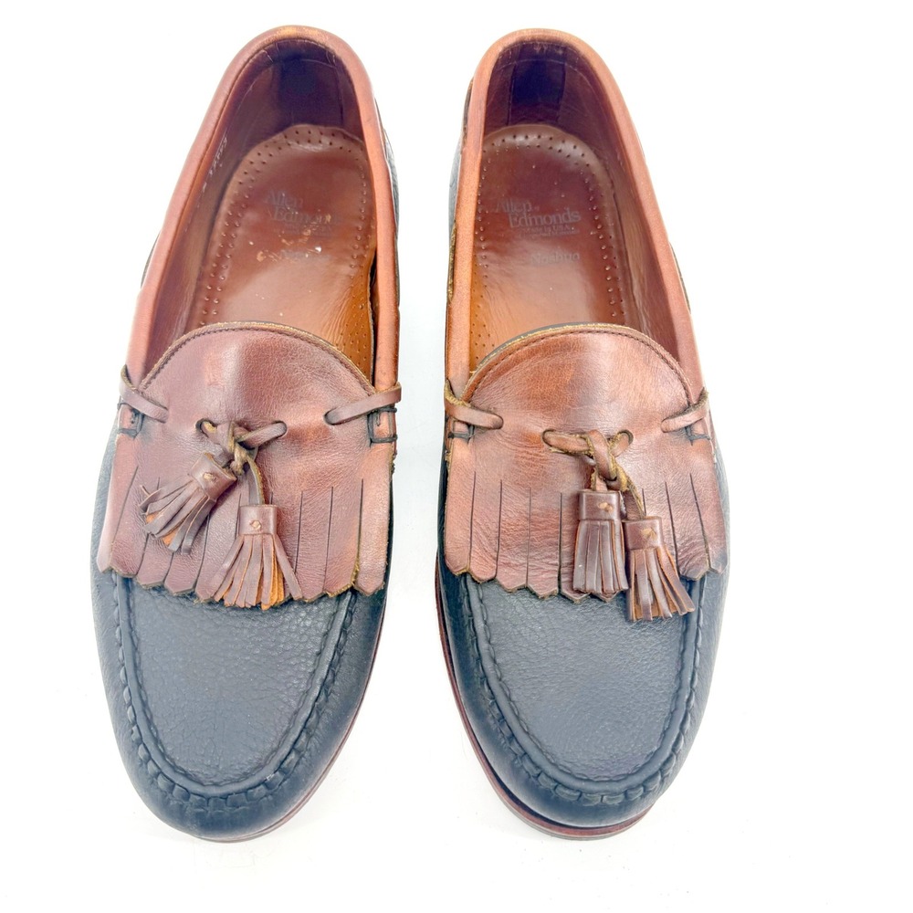 Allen Edmonds Nashua Loafers Mens 11 D Black Brown Kiltie Tassel Leather Preppy - Picture 6 of 10